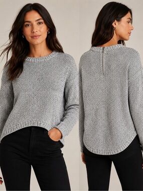 Cozy Crewneck Knit Sweater in Heather Gray